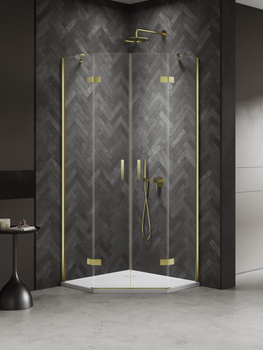 Kabina prysznicowa 100x80x200 Złoty 6 mm – NESTA LIGHT GOLD K-4585 z powłoką Active Shield 2.0 | Połysk