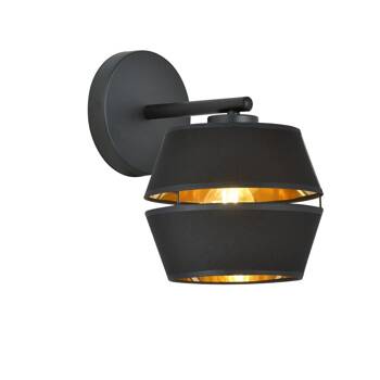 Stylowa lampa ścienna/kinkiet PIANO K1 BLACK/GOLD 1183/K1