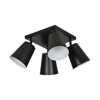 Stylowy plafon lampa 4 klosze czarny biały środek 60W 60cm 385/4 PRISM 4